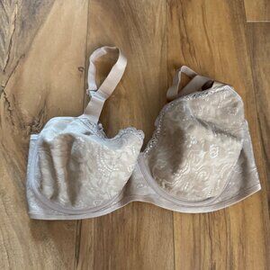 Soma Enticing Lift Full Coverage Bra 32DDD Beige Nylon & Spandex Lace Detailing